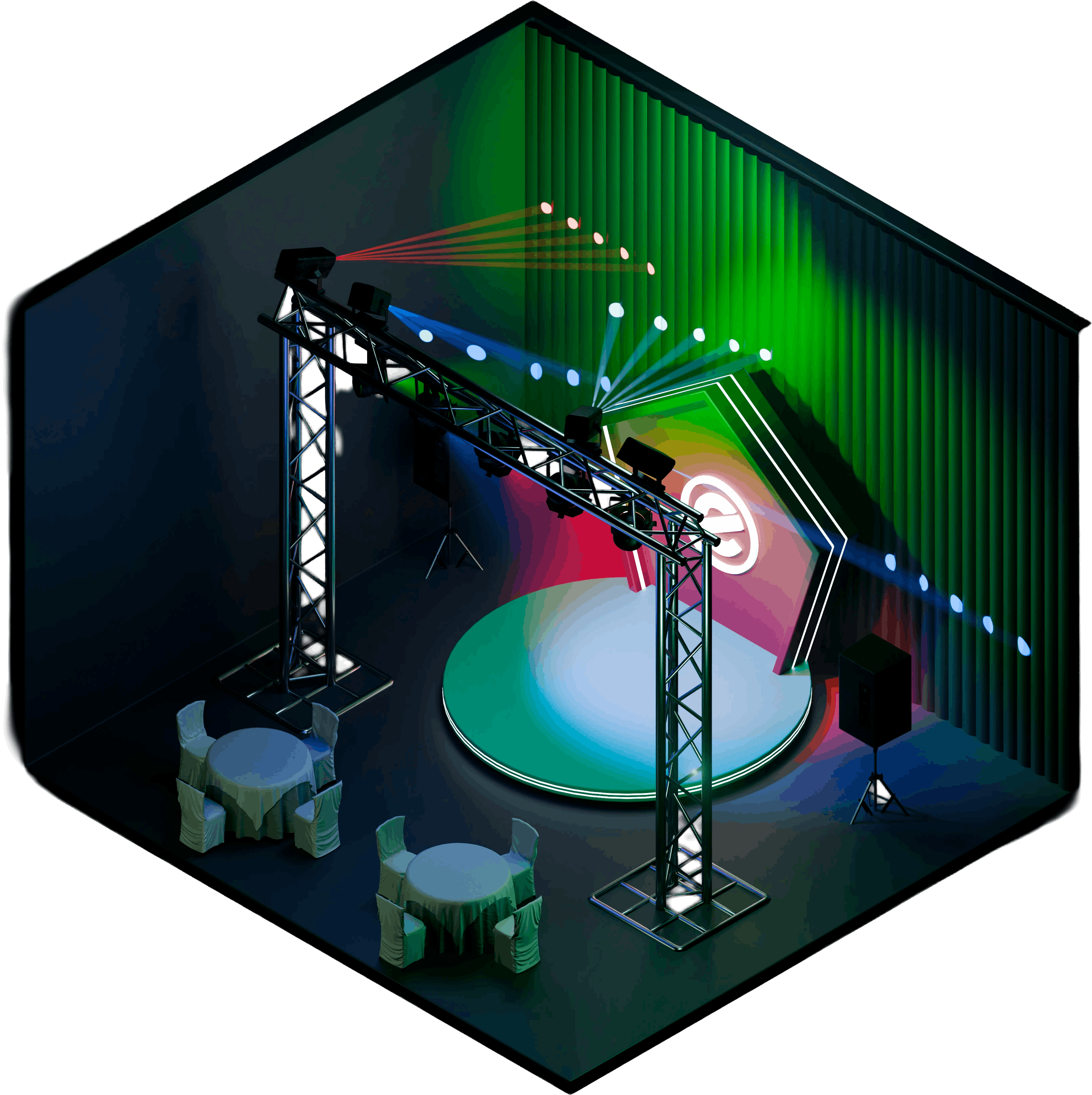 Producción de eventos corporativos tipo broadcast con audiencia en vivo y remota.