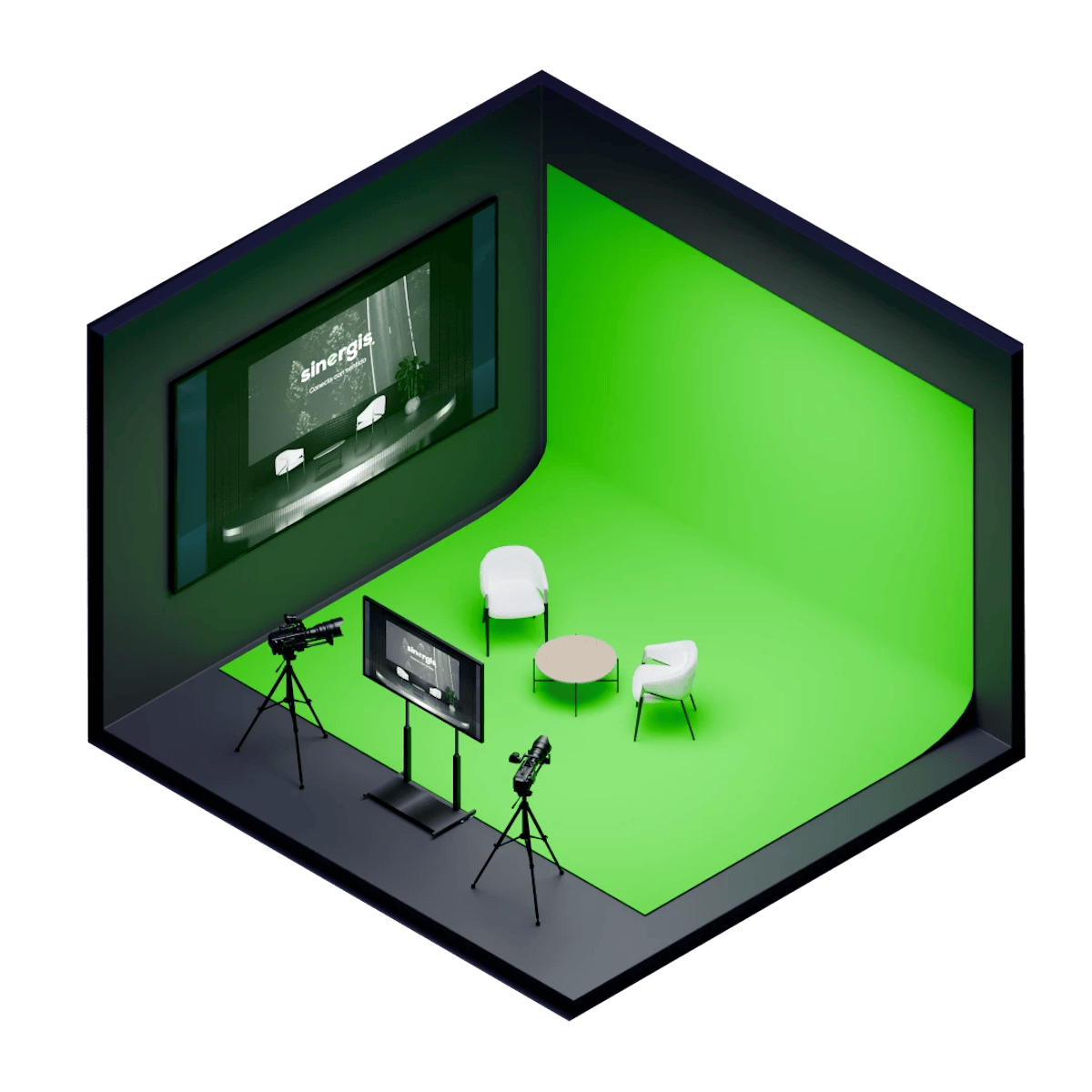 Set de producción virtual con tecnología inmersiva y Green Screen para eventos híbridos