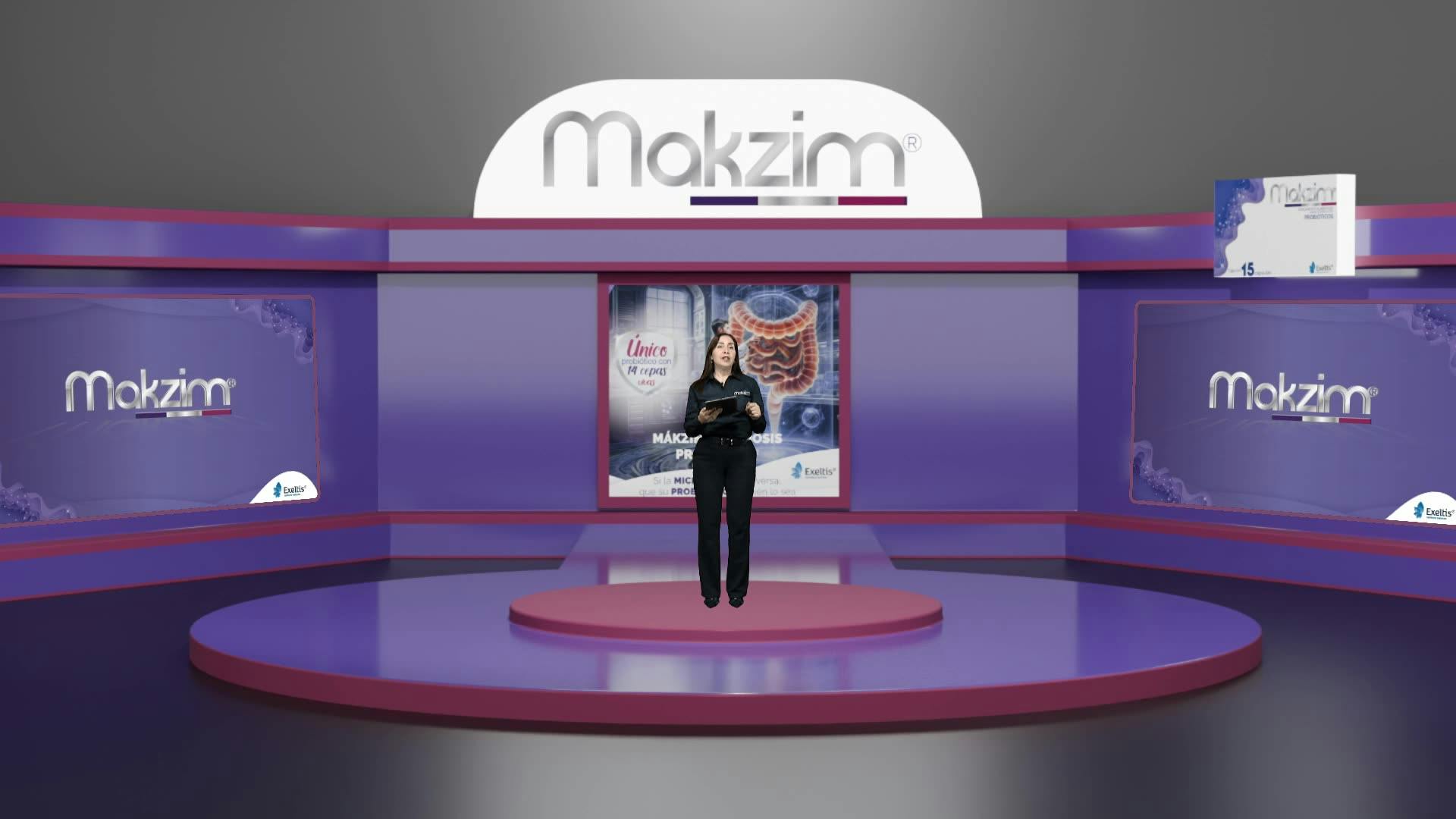 Evento con set inmersivo para marca farmacéutica Makzim, producción virtual - Sinergis Agencia de Comunicación