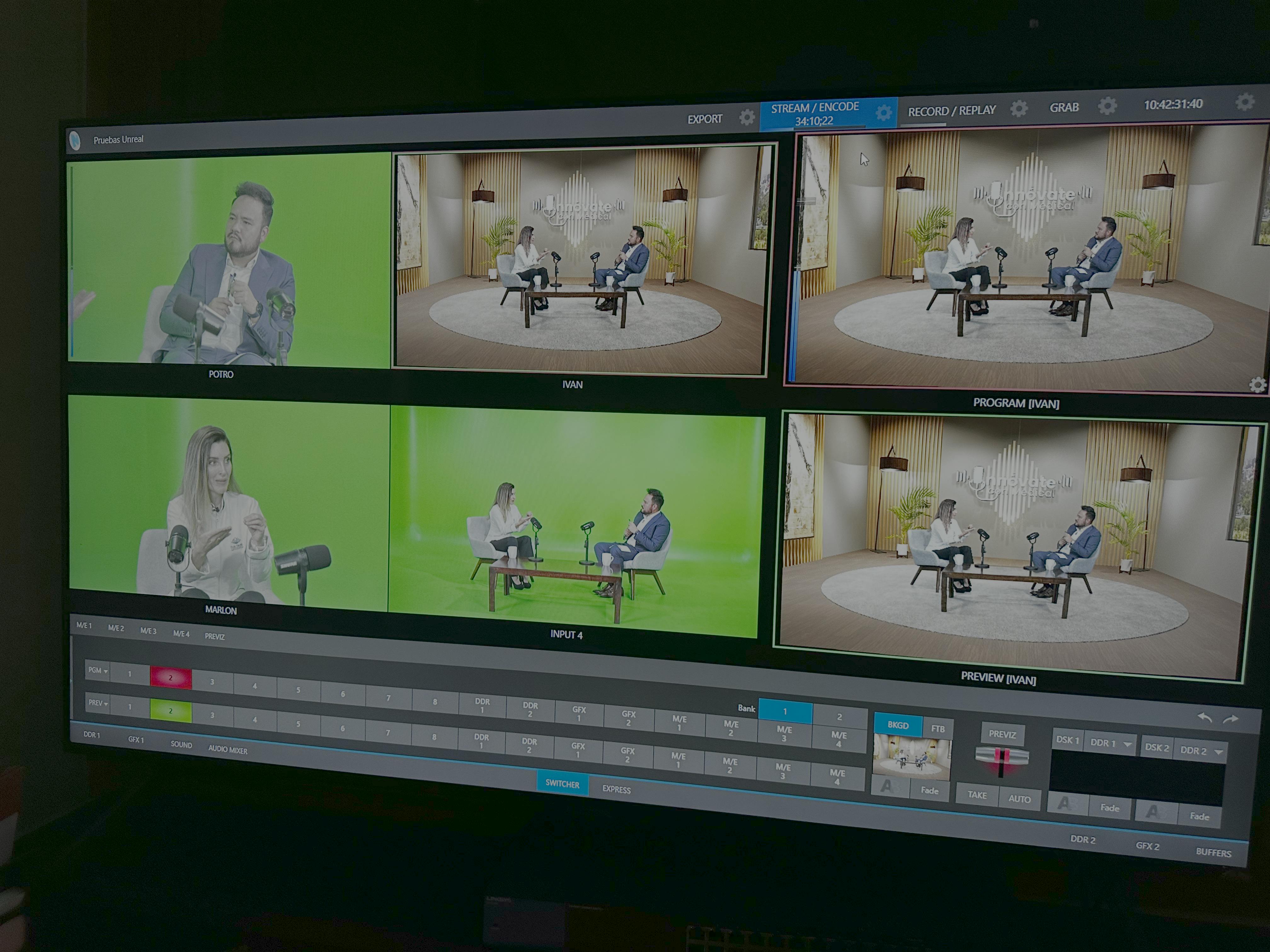 Monitores y equipo de producción virtual para eventos corporativos - Sinergis Agencia de Comunicación