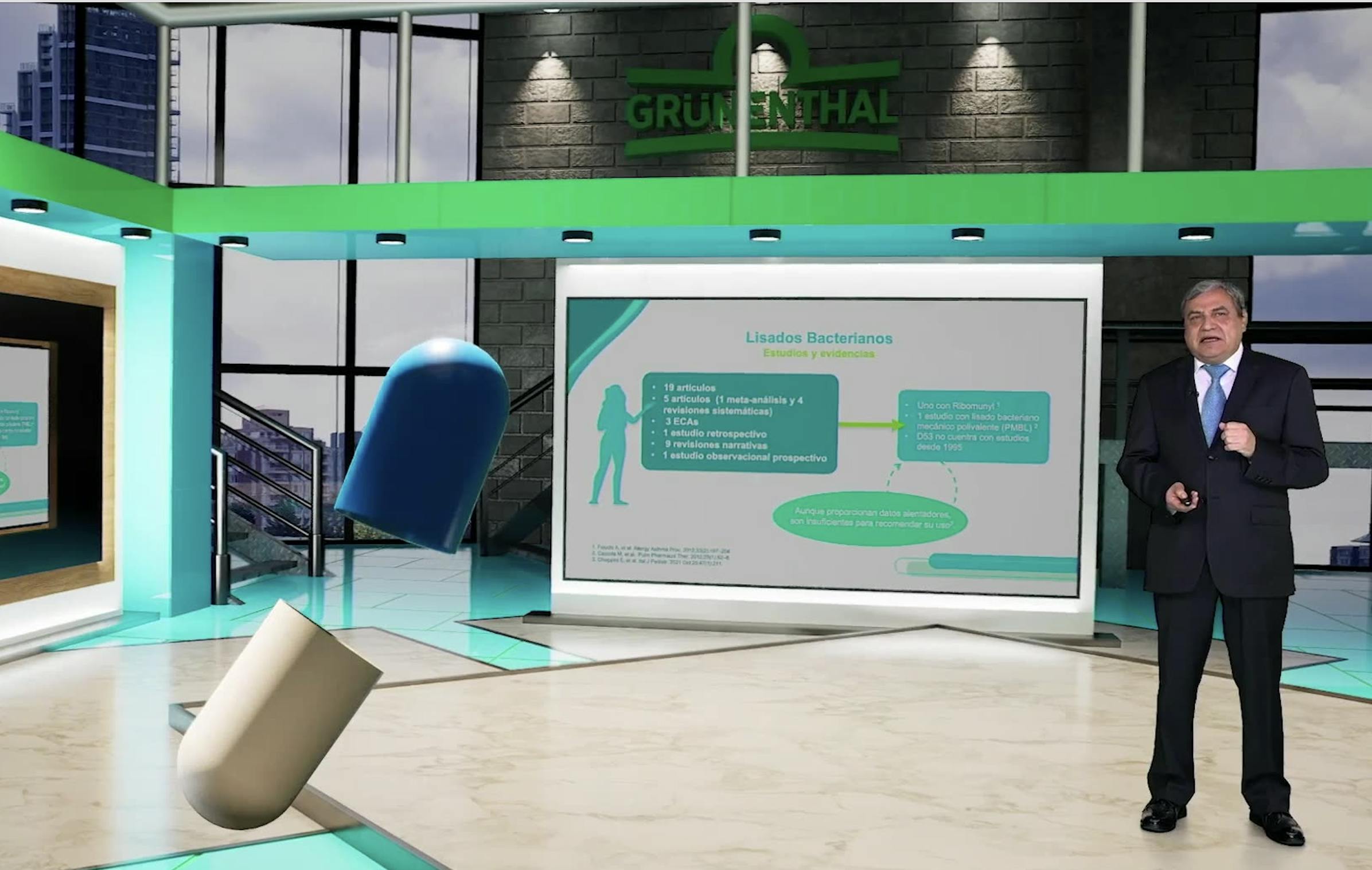 Set inmersivo para presentación de contenido médico y ponente en vivo